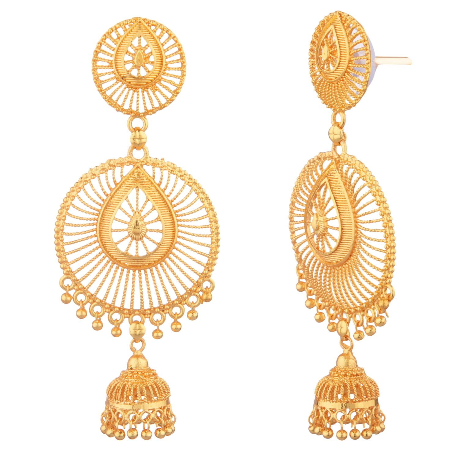 Buy Fresh Vibes Long Golden Traditional Indian Black Jhumki Earrings for  Women - Three Storey Design Fancy & Stylish Wedding Jhumke Earings for  Girls (Black) Online at Best Prices in India - JioMart.